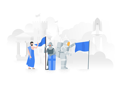 Google Trips, history - architecture illustration