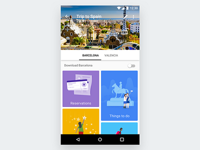 Trip page, GTA google google trips illustration material design travel