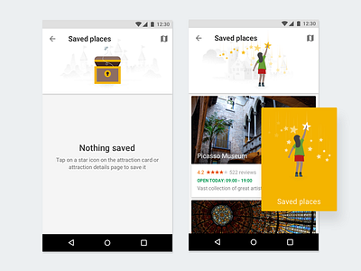 Saved Places google google trips illustration material design save saved places ui travel ux
