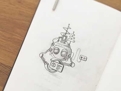 Robot drawing. illustration. machine. paper. pencil. robot. sketch.
