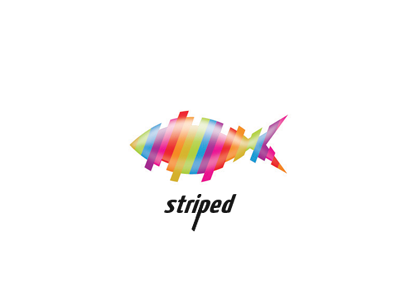 Striped Fish blue colorful fish green icon icons logo logotype mark ochre pink red stripe striped stripes todytod violet yellow