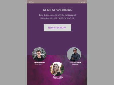 Landing page of a webinar