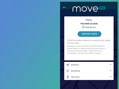 Alternative 'Instant Book' button for MoveGB app booking button haptic ui ux visual
