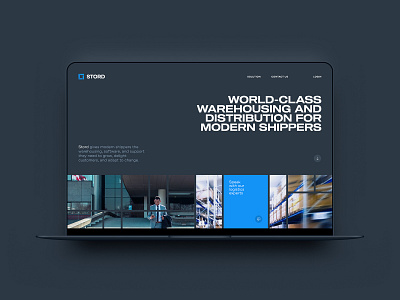 Stord Website Concept dark blue extended flat grid logistics minimal shipping shipping container storage tile ux warehouse