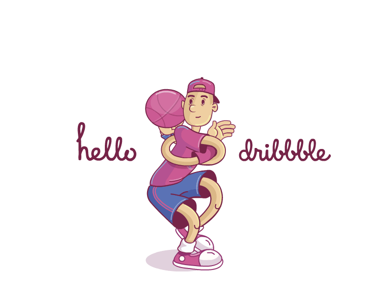 Hello dribbble! basketball basketball player debut dribbble gif animation illustration