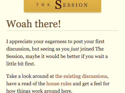 Woah there! copy interface message the session