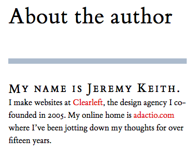 About The Author small-caps typography author book