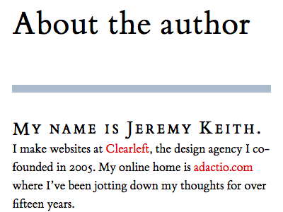 About The Author author book small-caps typography