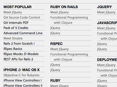 Category List baseline grid