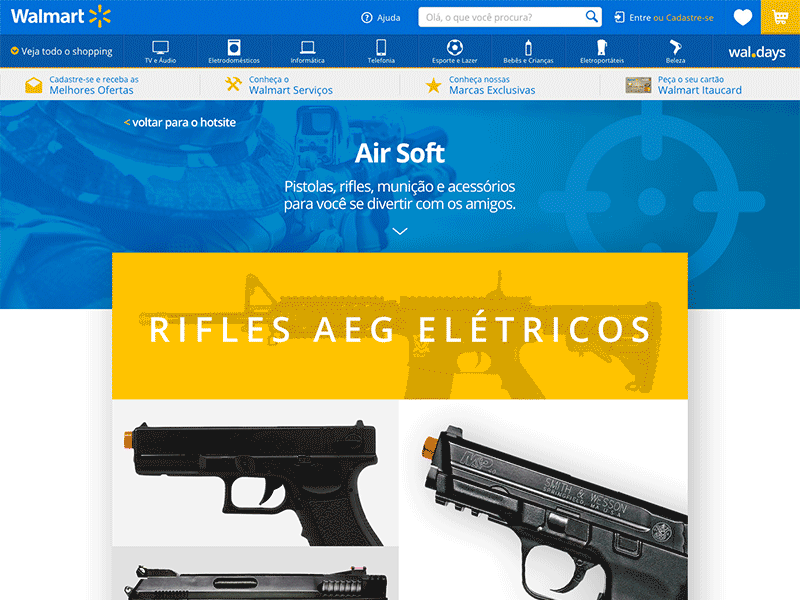 Tiro esportivo walmart.com airsoft e commerce layout shooting sport tiro esportivo ui walmart.com