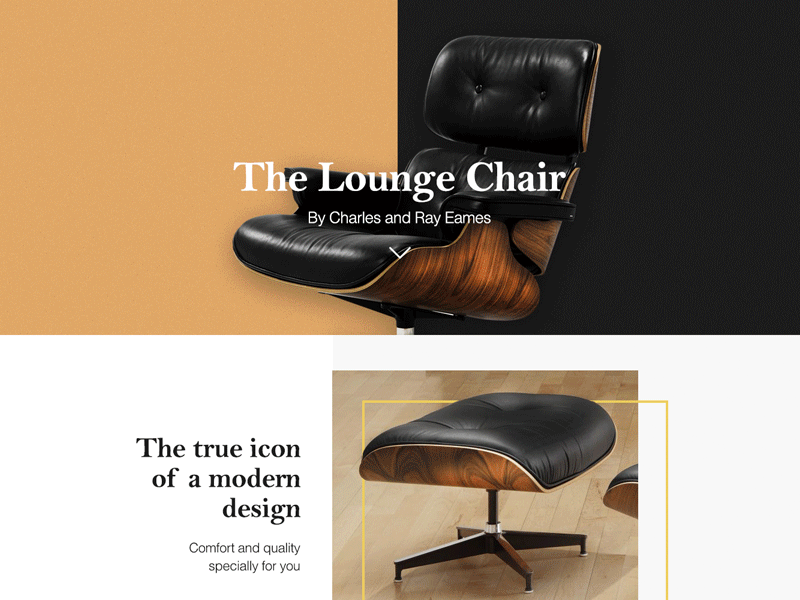 Landing Page The lounge chair - Charles and Ray Eames chair desktop interface landing page layout lounge chair modern study ui ux