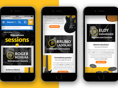 Mobile Walmart Sessions Brazil artists clean creative landing minimalist mobile music musical instruments products ui ux walmart