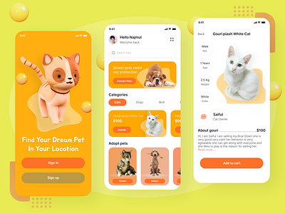 Pet Shop Mobile App adopt app app app design e commerce app mobile app nh pet shop app ui ux design