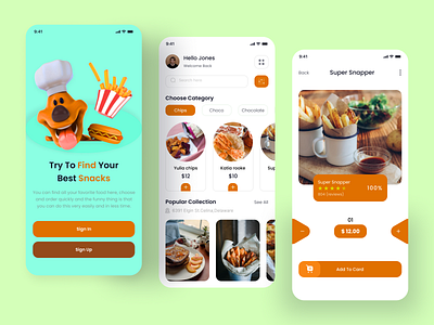Snacks Ordering App app app design chips app food app food delivar food ordering app mobile app snacks app snacks ordering app ui ui design ux