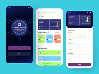 Finance App-Personal Account app app design currency app finance finance app finance management app mobile app money app personal account ui design ux design