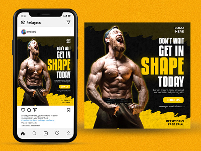 Fitness Gym Banner Design Template.