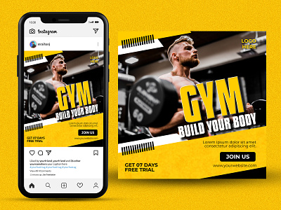 Fitness Facebook, Instagram Post Banner Design.