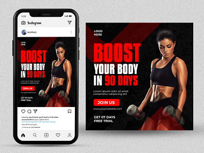 Fitness Facebook, Instagram Post Banner Design.