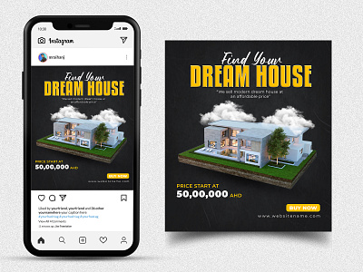 Dream House Social Media Post | Facebook Post | Instagram Post. banner branding design facebook ads facebook banner facebook cover illustration social media