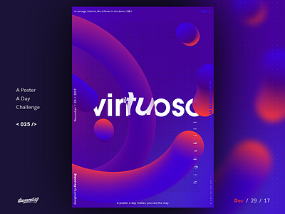 025 - Virtuoso 3d challenge design illustrator lettering mash mesh object photoshop poster posteraday typography
