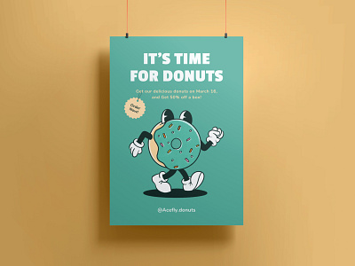 It's Time For Donuts! | Poster brand branding clean design donuts graphic design marketing minimalist retro typography