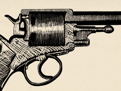 Dr.Watson's Army Revolver black gun print sherlock holmes woodcut