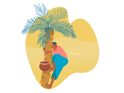 Winter Delight bangladesh character flat illustration illustration india man palmtree rural tree winter yellow