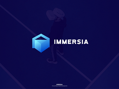 Immersia branding flat game developer i logo icon minimalist modern negative space square logo virtual reality vr