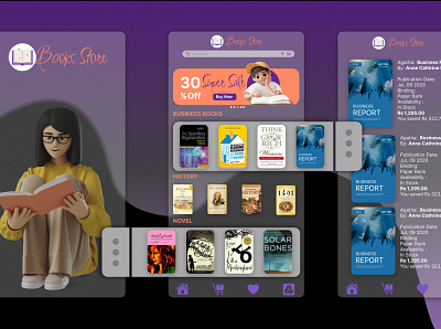 Glassy book Store application UI design app ui design book appliaction book store glassy glassy ui design modern book store uiux application