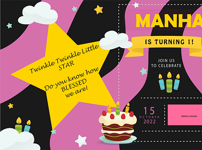 Twinkle Twinkle Little Star Birthday Theme Invitation birthdayinvitation designs graphic design startheme birthdaycards