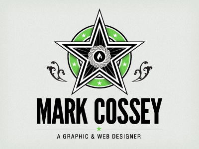 Mark Cossey - Logo black circle designer green logo star