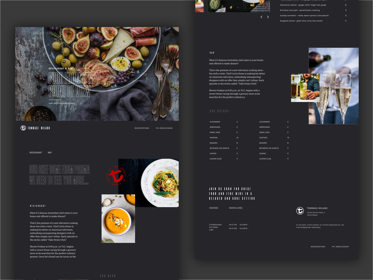 Tommasi Website - Restaurant e Bar page