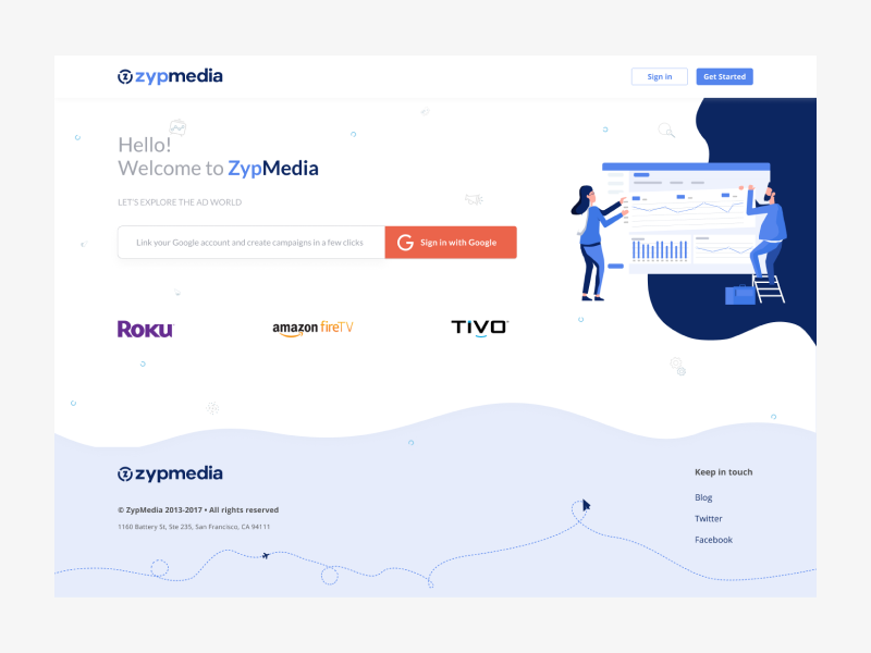 Landing Page webapplication product design visual design landing page design selfserve ott adtech softwaredesign design ux ui