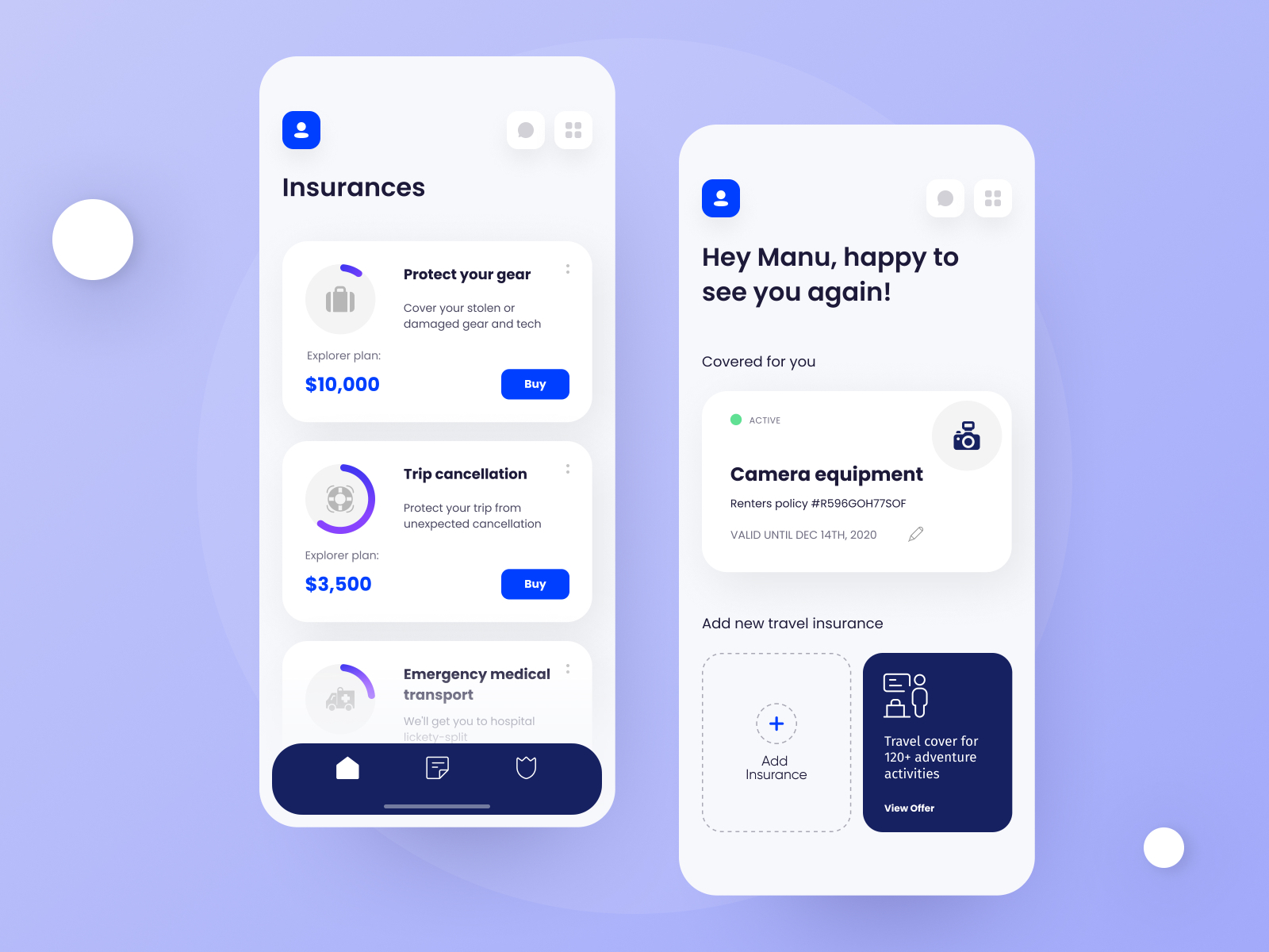 Insurance App by Manu for Kroll Studio on Dribbble