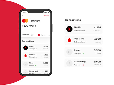 Card detail view bank credit card fintech payments transactions