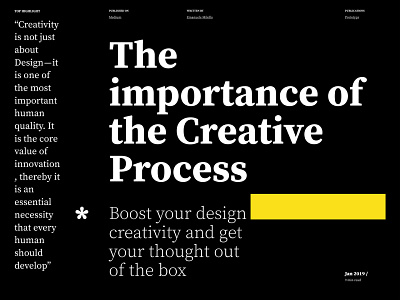 The Importance Of The Creative Process brand branding character clean design desktop flat identity landing page lettering minimal type typography ui ui ux ux vector web web design website