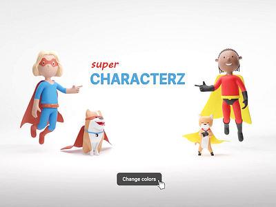 Super CHARACTERZ & PETZ 🚀 3d animation blender cat characterz design diversity dog female illustraion illustration illustrations library male man resources ui ui design web website