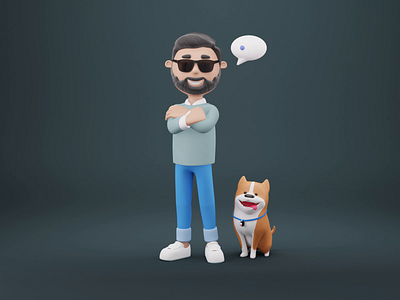 Cutest 3D duos 3d 3d animation 3d character 3d characters 3d illustration 3d modeling blender cute dog design design resource design resources illustration illustrations illustrator library resources studio ui