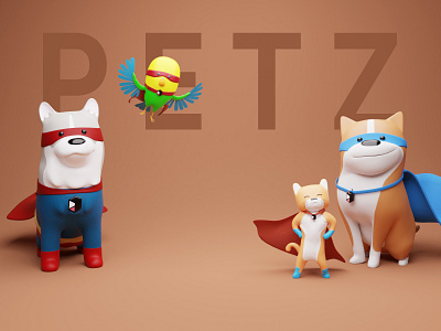 PETZ 3D library updated! 3d bird blender branding cute dark design designers dog husky illustration illustrations library pets renders resources studio superhero superheroes threedee