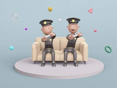 Everybody needs to rest 3d animation blender characterz cute design designer fun gamer gaming illustration illustrations kawaii library playstation police policeman policewoman resources sheriff