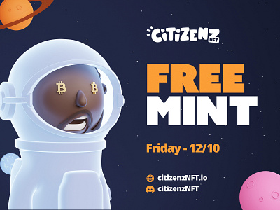 CitizenzNFT - Free Mint 3d 3d astronaut altcoin astronaut bitcoin blender branding colorful crypto cryptoart design free graphic design illustration illustrations library logo nft playful resources