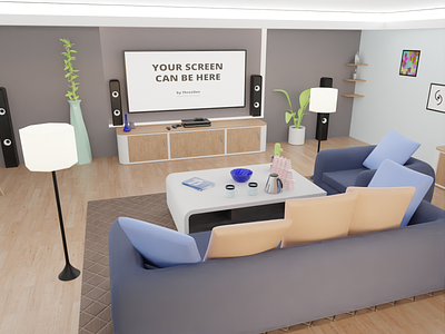 Living 3D room 3d 3d home 3d room blender design designer house illustration illustrations kawaii library living resources room