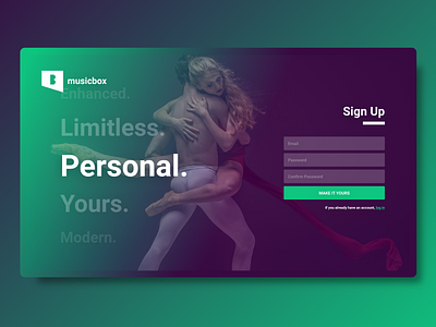 Music Box Landing Page Concept