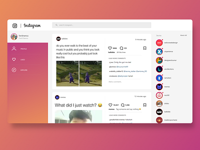 Instagram Web Concept create account imagery landing page concept modern personal register responsive sign up ui ux user experience user interface