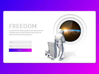 Freedom create account imagery landing page concept modern register responsive sign up space ui ux user experience user interface