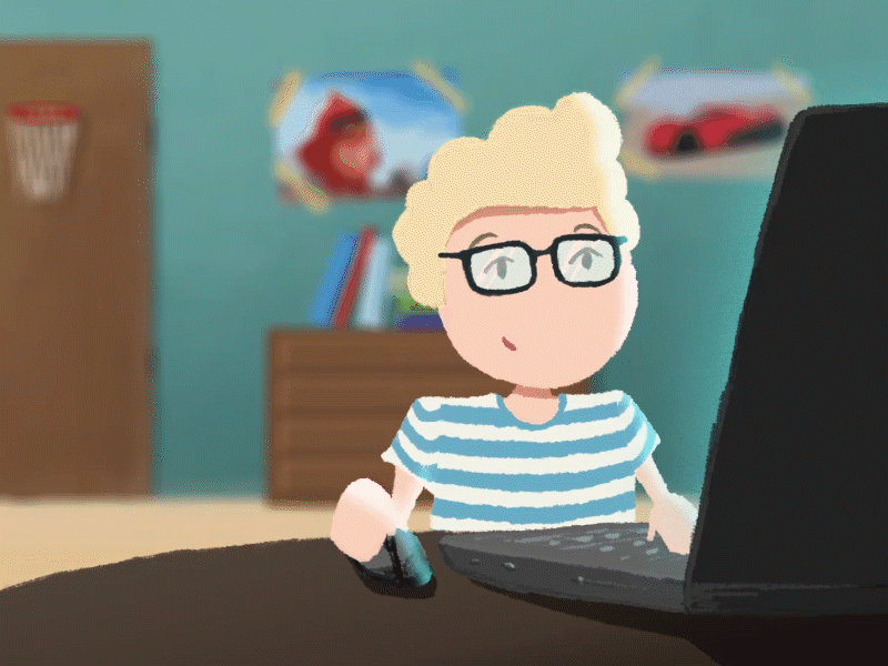 nerdy cartoon character animation