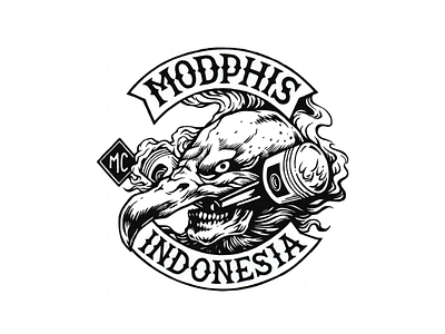 Modphis Indonsia ansgrav art bird creative design drawing fashion illustration logotype motor rider simple vector