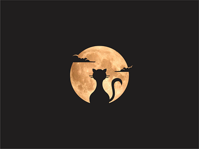 cat and moon logo ansgrav cat design logo store logotype moon simple unique