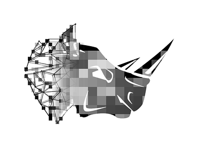 Pixel Rhino black branding logo monochromatic pixelation rhino rhino logo rhinoceros square white wireframe