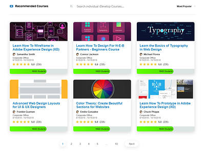 Recommended Courses adobexd adobexduikit cards h-e-b idevelop material pagination ratings recommended registration webdesign